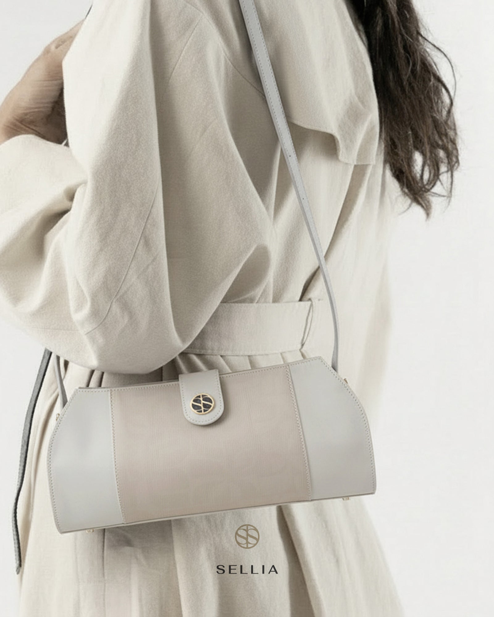 SELLIA HAYAT gray pattern leather handbag — detail