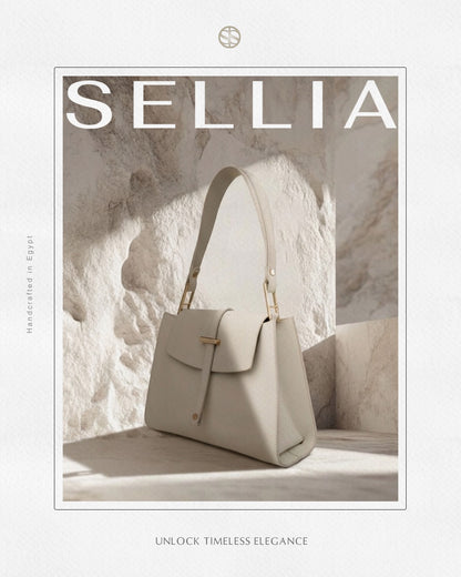 SELLIA ALIA white leather handbag — detail